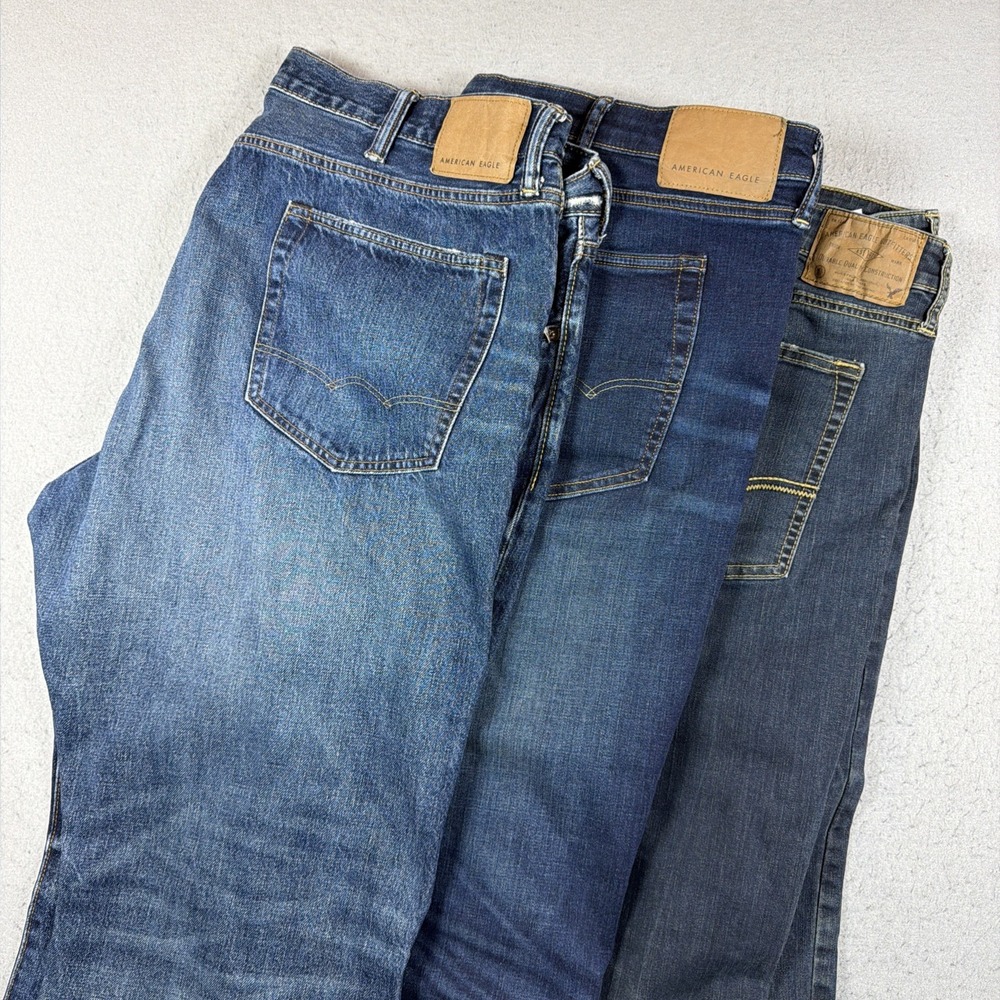 American Eagle Original Bootcut & Straight Jeans Men 44x32  Blue Lot of 3